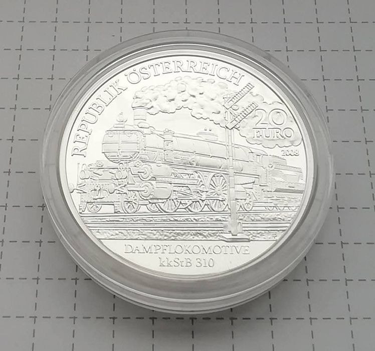 Австрія 20 євро 2008 р. СРІБЛО. ПРУФ. Віденський північний вокзал