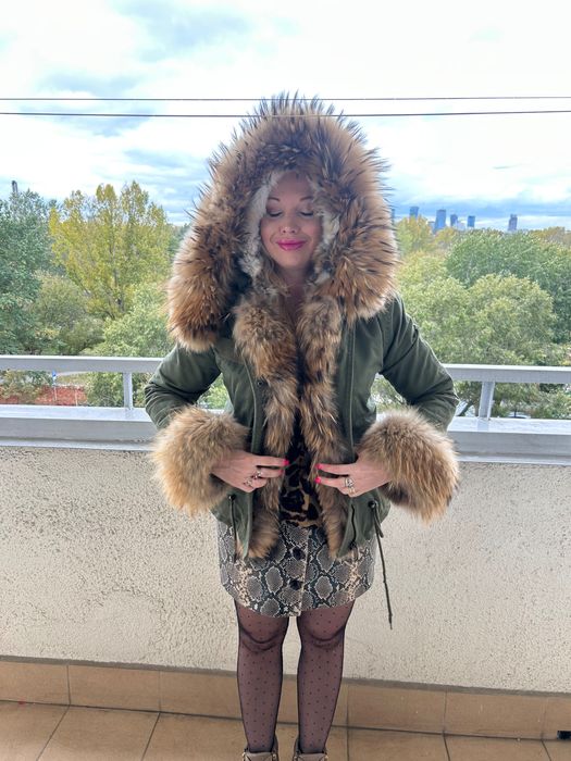 Parka z lisa Khaki