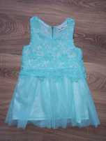 Sukienka tiul koronka 98 104 niebieska turkus elegancka