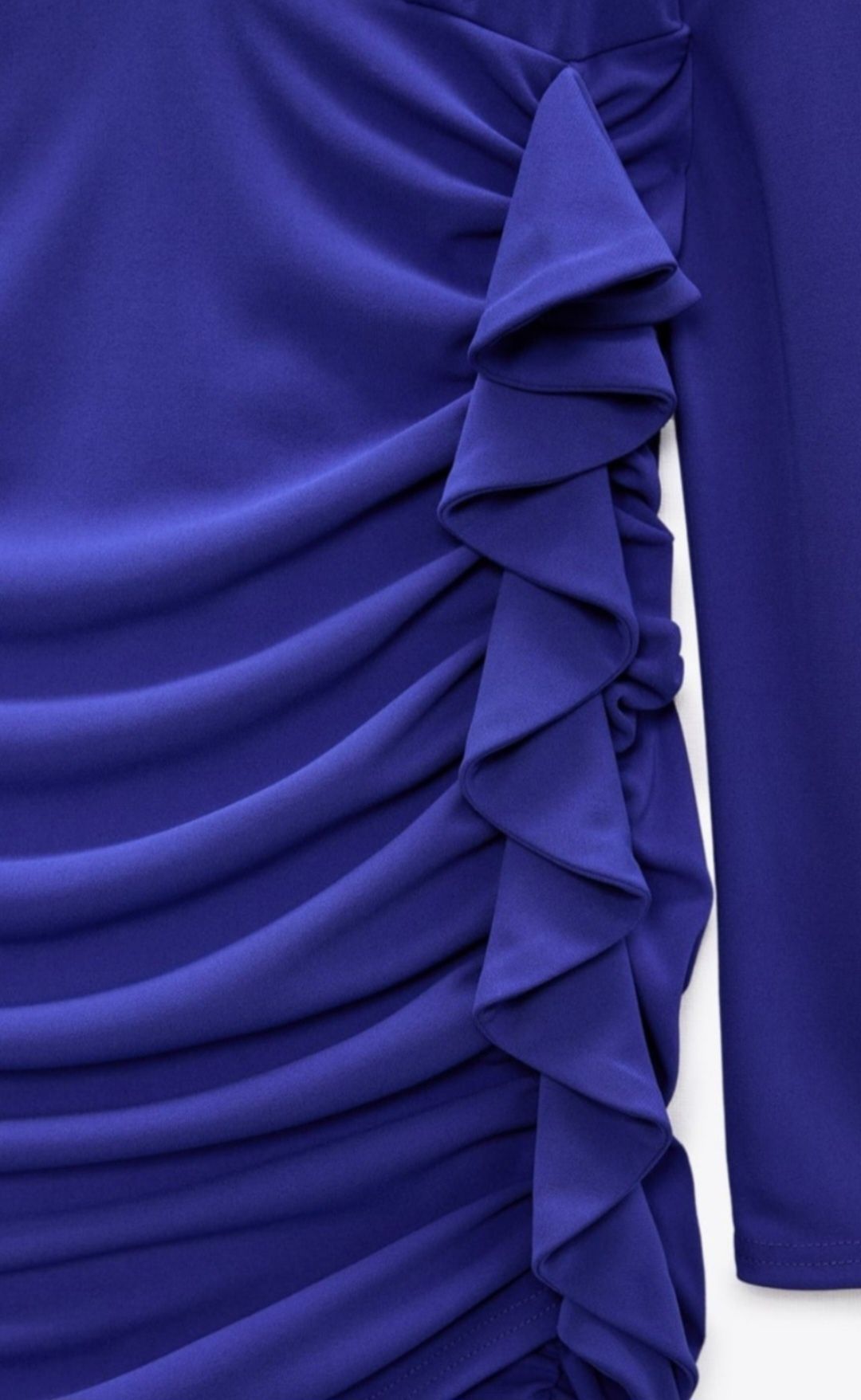 Zara sukienka drapowana marszczona falbanka kobalt sexy S
