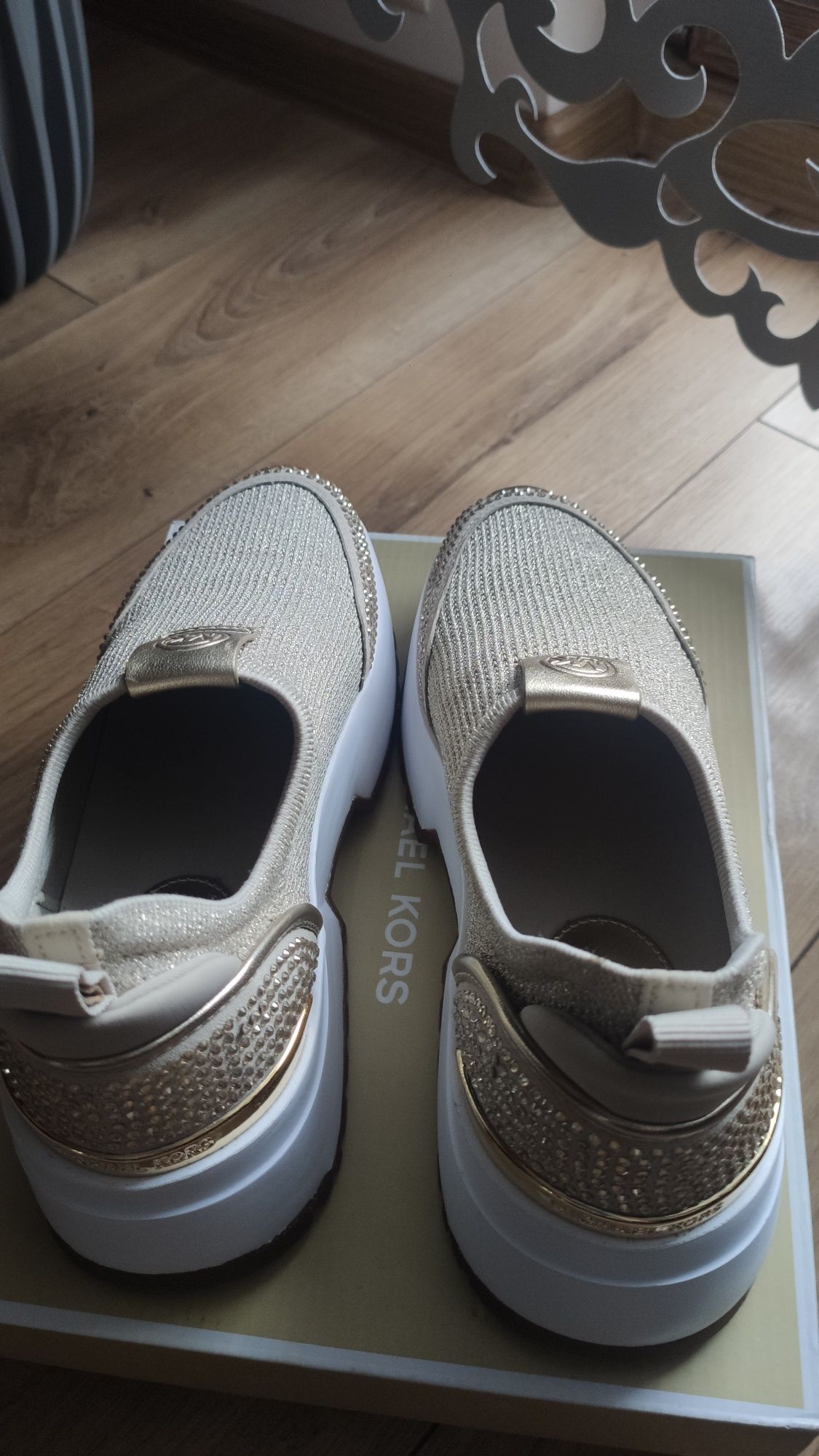 Sneakersy buty Michael Kors Muse Slip On złote oryginalne roz 6M/36