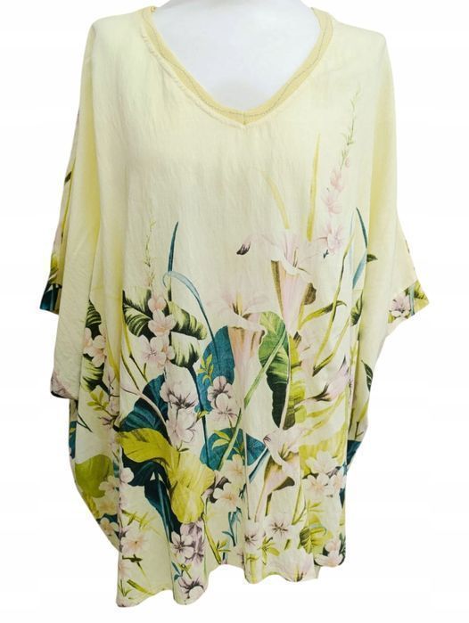 Tunika Damska Plus Size Z Kwiatowym Nadrukiem Bawełna, Biust-198Cm