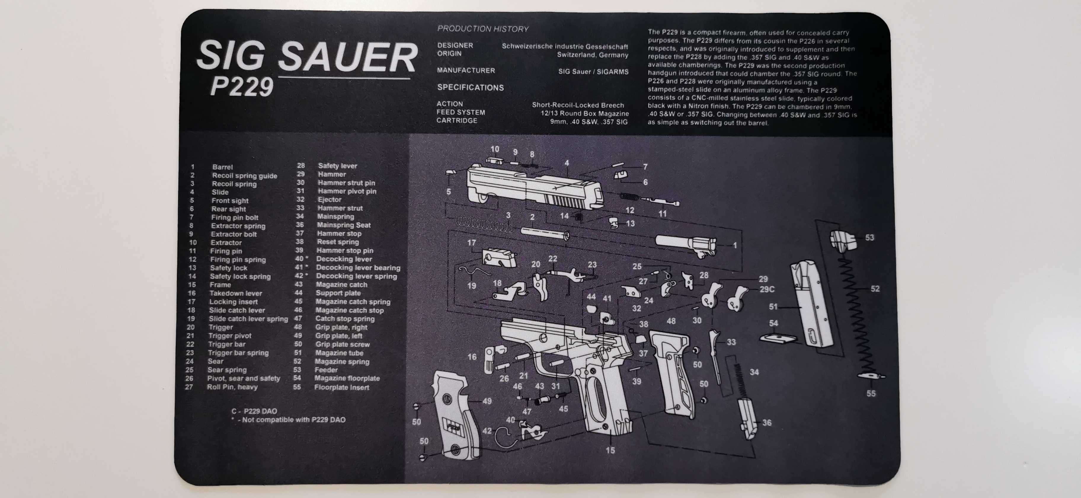 Mata do czyszczenia broni Sig Sauer P 229 podkładka