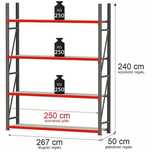 Regał magazynowy 4-półkowy Mega-M FORTIS 240x267x50 cm moduł bazowy
