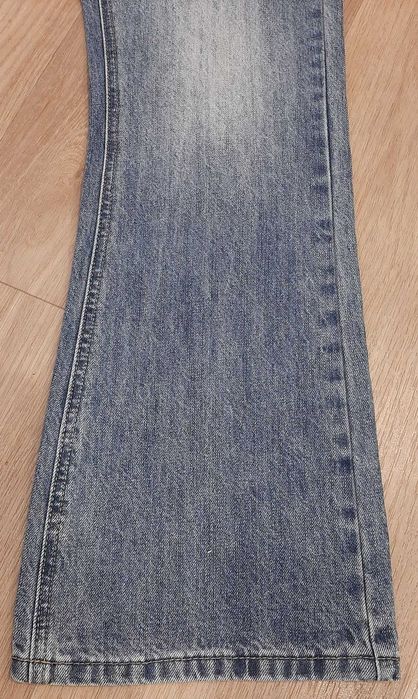 Jeansy Flared/Dzwony Unisex Niebieskie Sprane Rap Baggy Swag Opium