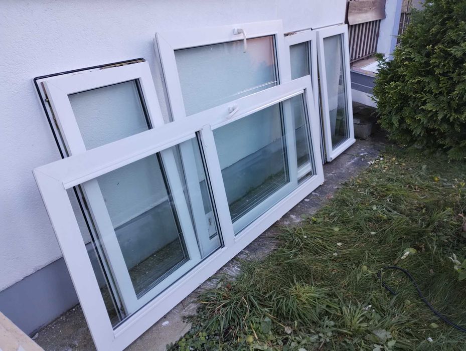 drzwi balkonowe i dwa okna plastikowe używane oddam za darmo