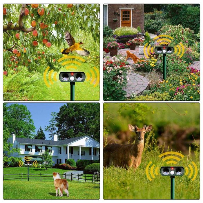 Solarny ultradźwiękowy odstraszacz ptaków kotów zwierząt