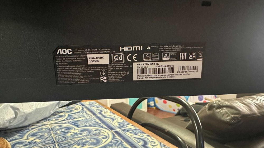 Monitor AOC 25G3ZM 24"