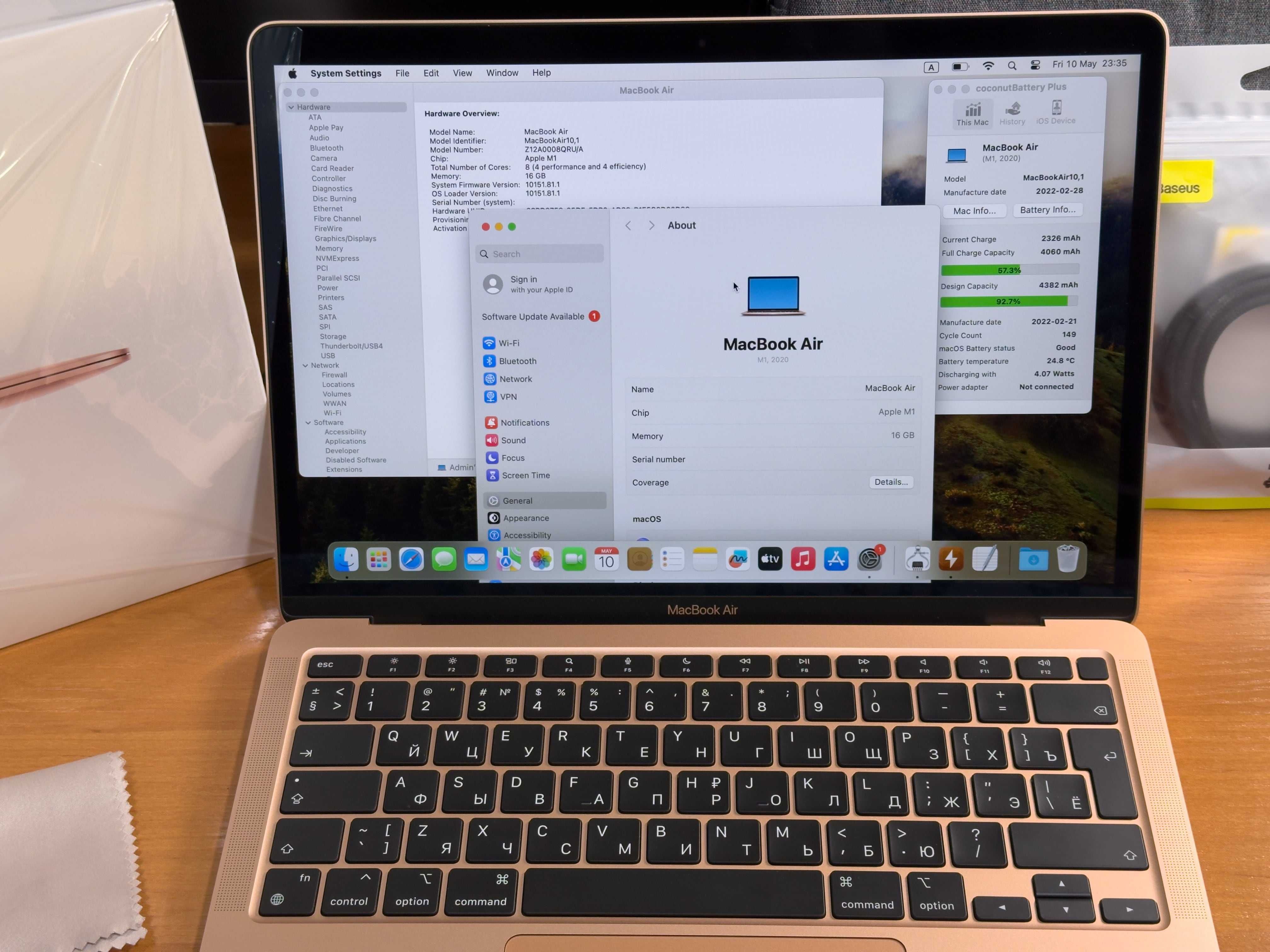 Продам хозяйский MacBook Air M1 (16/256) Gold