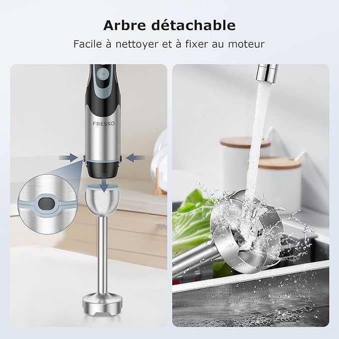 FRESKO Blender ręczny, 1000 W z kubkiem 700 ml z pokrywką