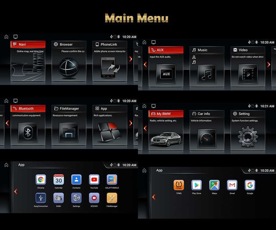 CarPlay Radio GPS WiFi MP3 Android BMW E90 E91 E92 E93 E60 E61 E63 E64
