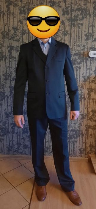 czarny garnitur na wysoką osobę 190cm