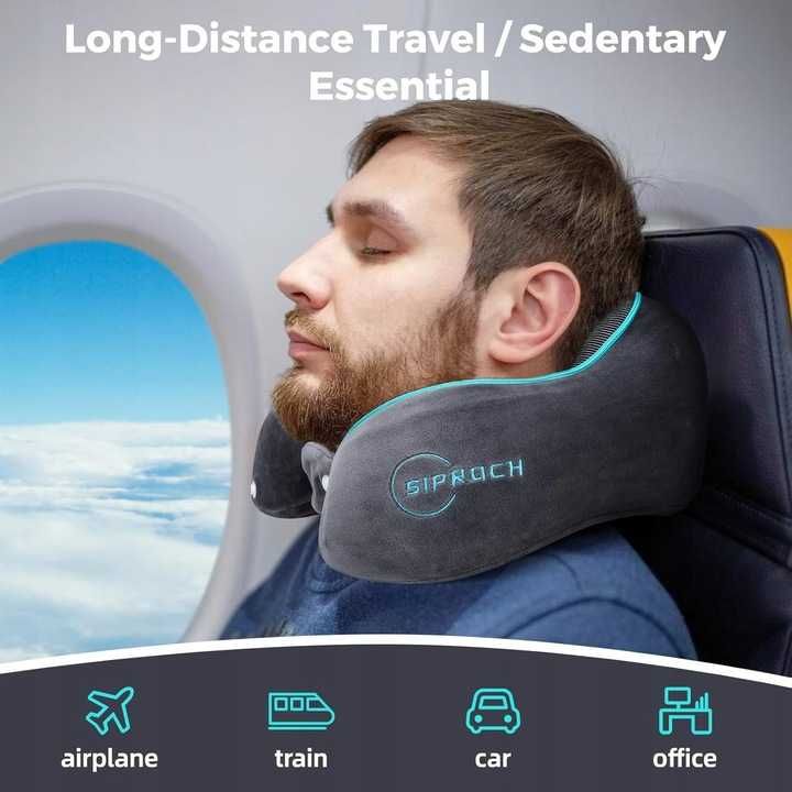 Poduszka podróżna Siproch memory foam + maska szara nowa