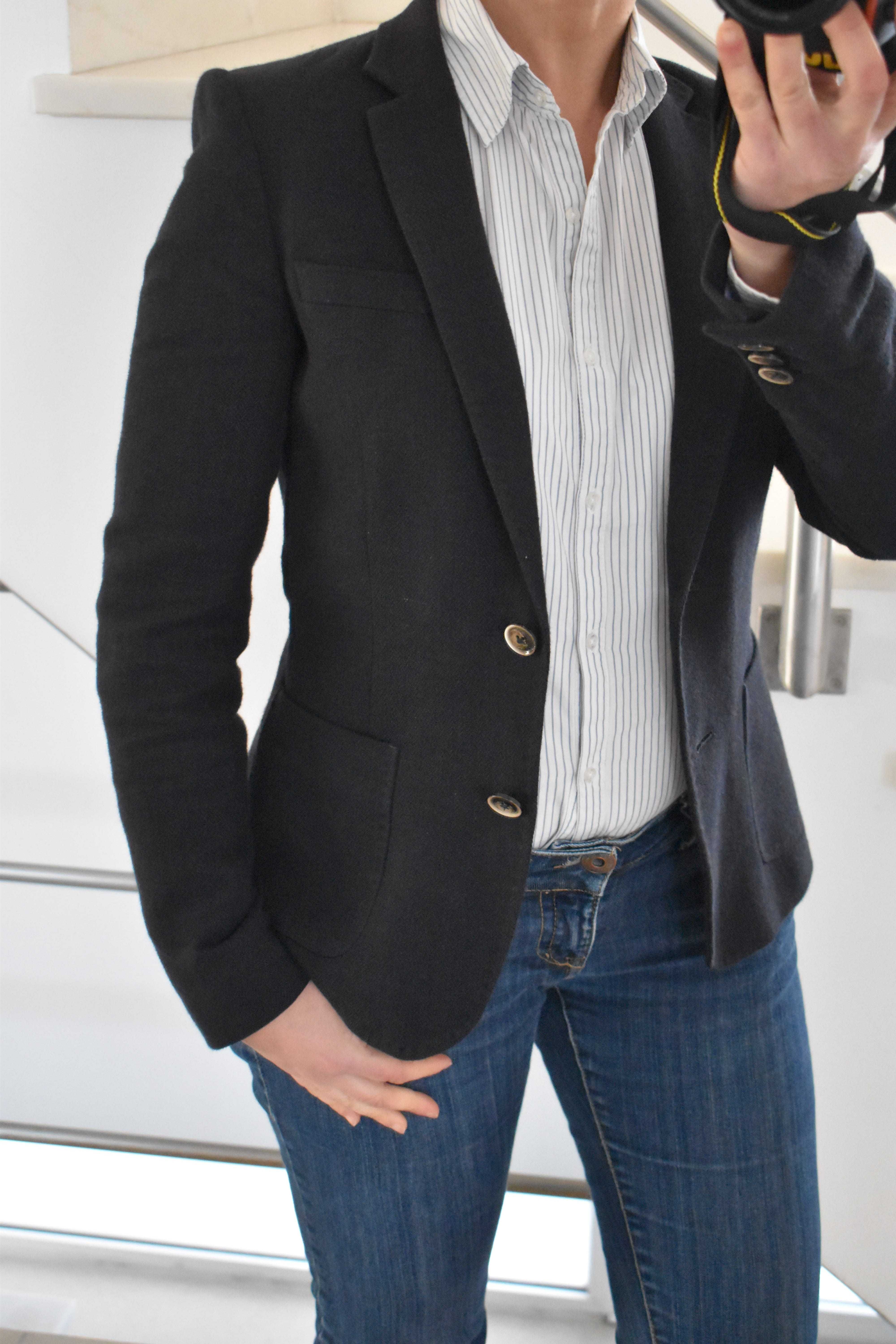 Blazer tweed azul marinho [Massimo Dutti]