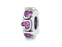 Srebrny Koralik Charms Obrączka Ring Serce Heart Bead86