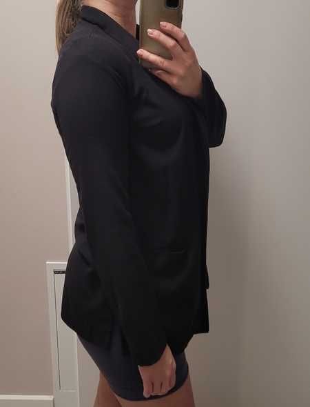 Czarna, klasyczna, lekka marynarka / żakiet z kieszeniami, H&M, 34 XS