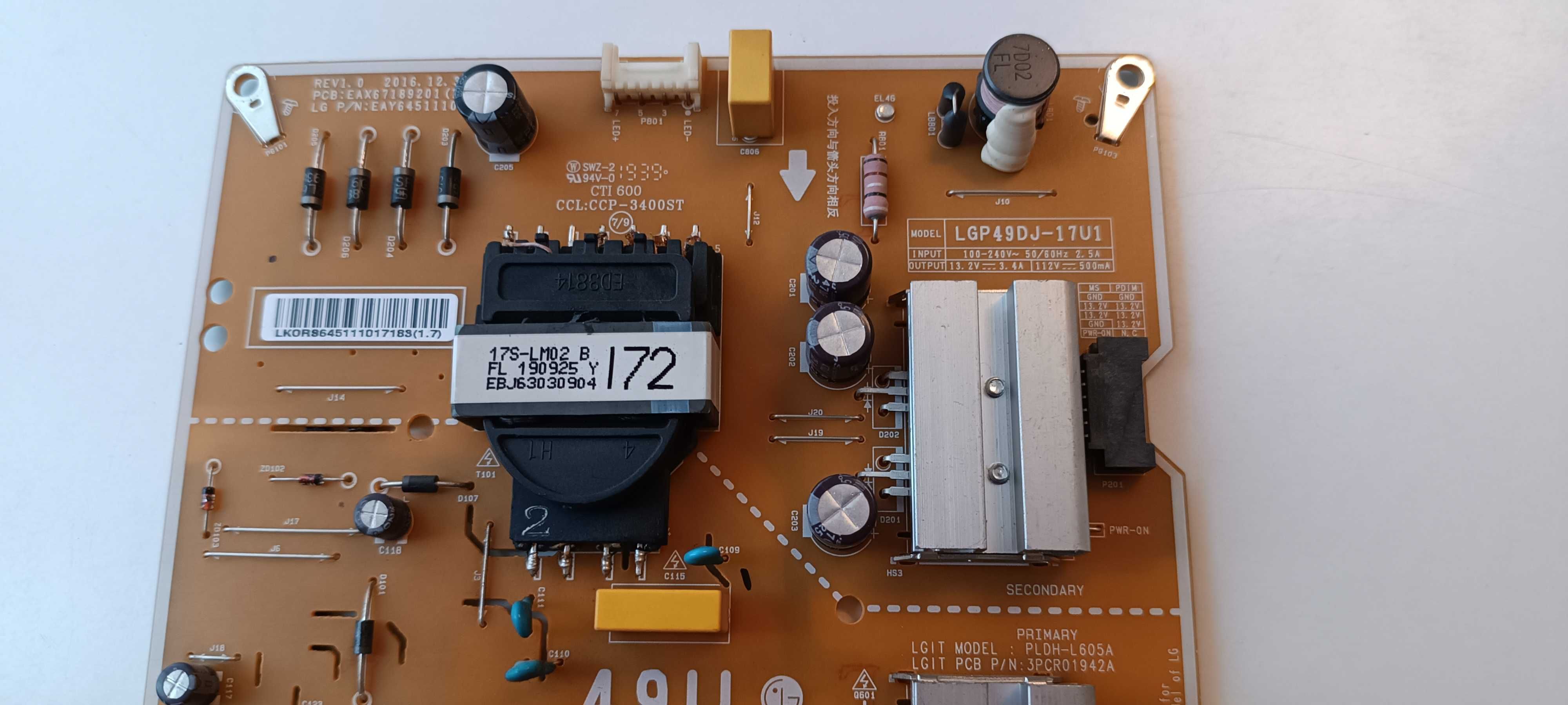 Zasilacz do telewizora LG 49UM7100PLB LGP-49DJ-17U1