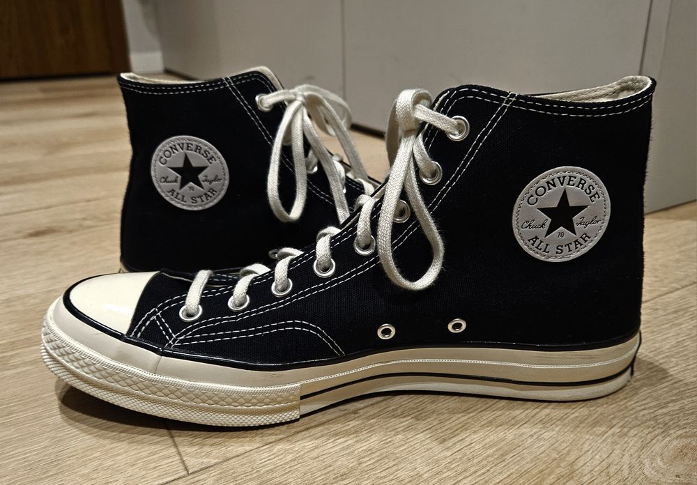 Jak NOWE! Trampki CONVERSE Chuck 70 Hi, Black Black Egret, roz
