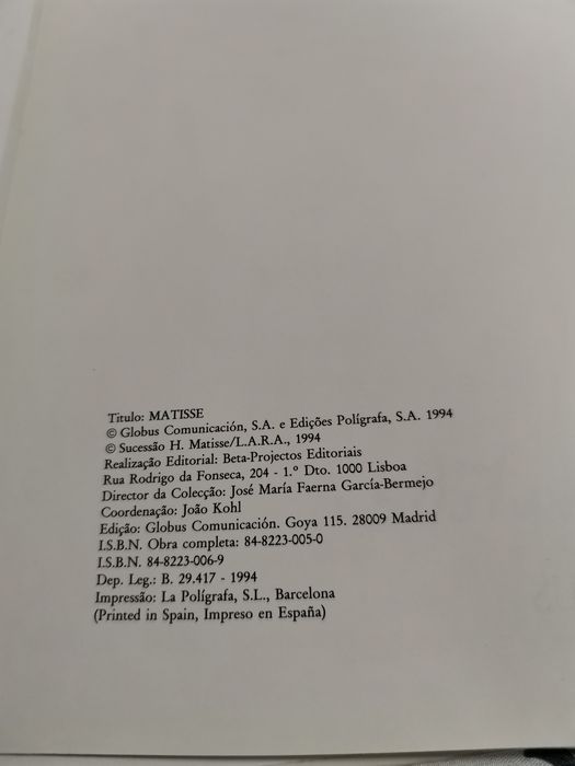 Livro Grandes Pintores do Século XX – Matisse