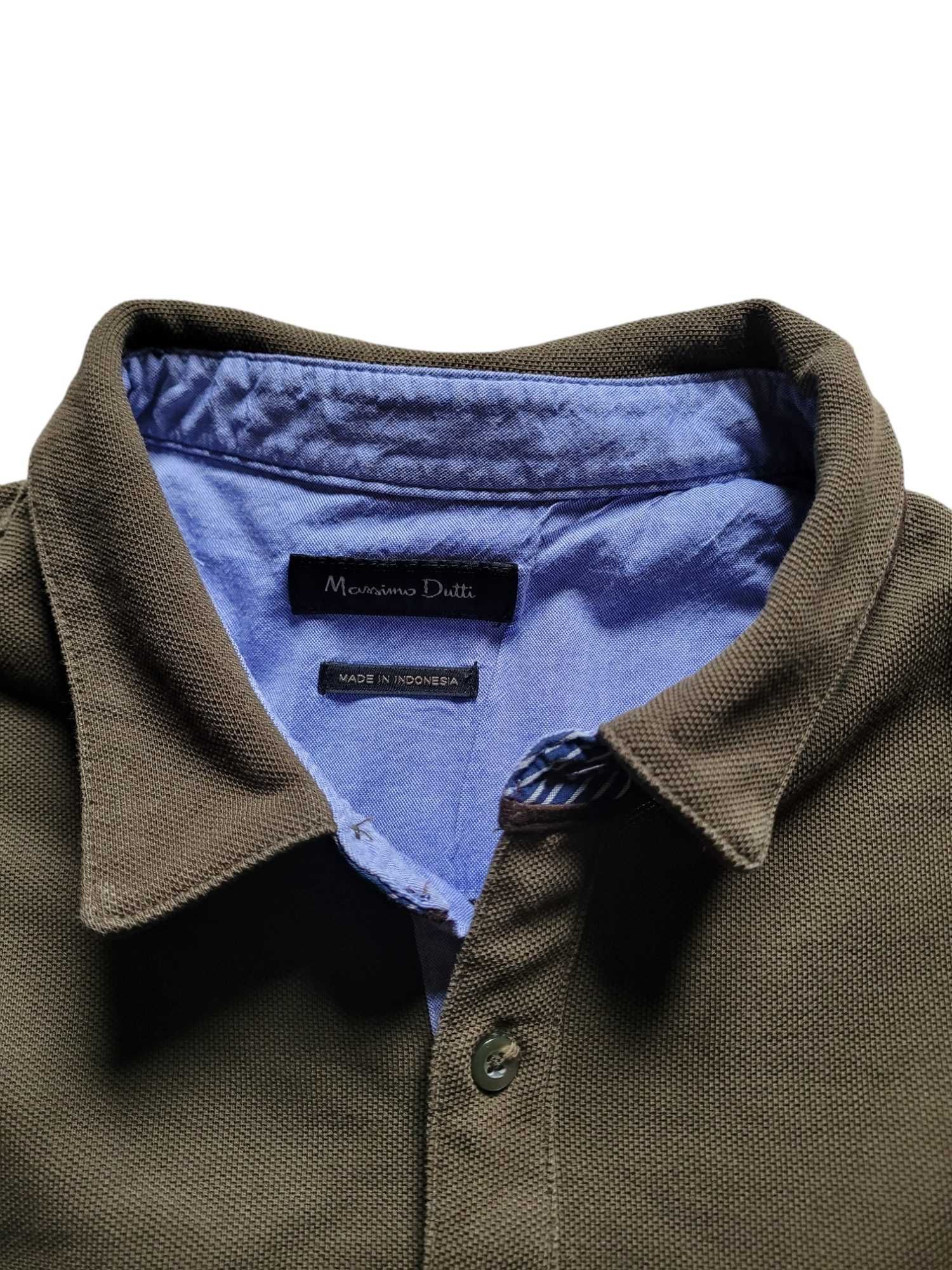 Bluzka męska polo Massimo Dutti M/L khaki długi rękaw