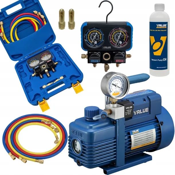 Wynajmem pompa prózniowa manometry weże zestaw do montażu klimatyzacji