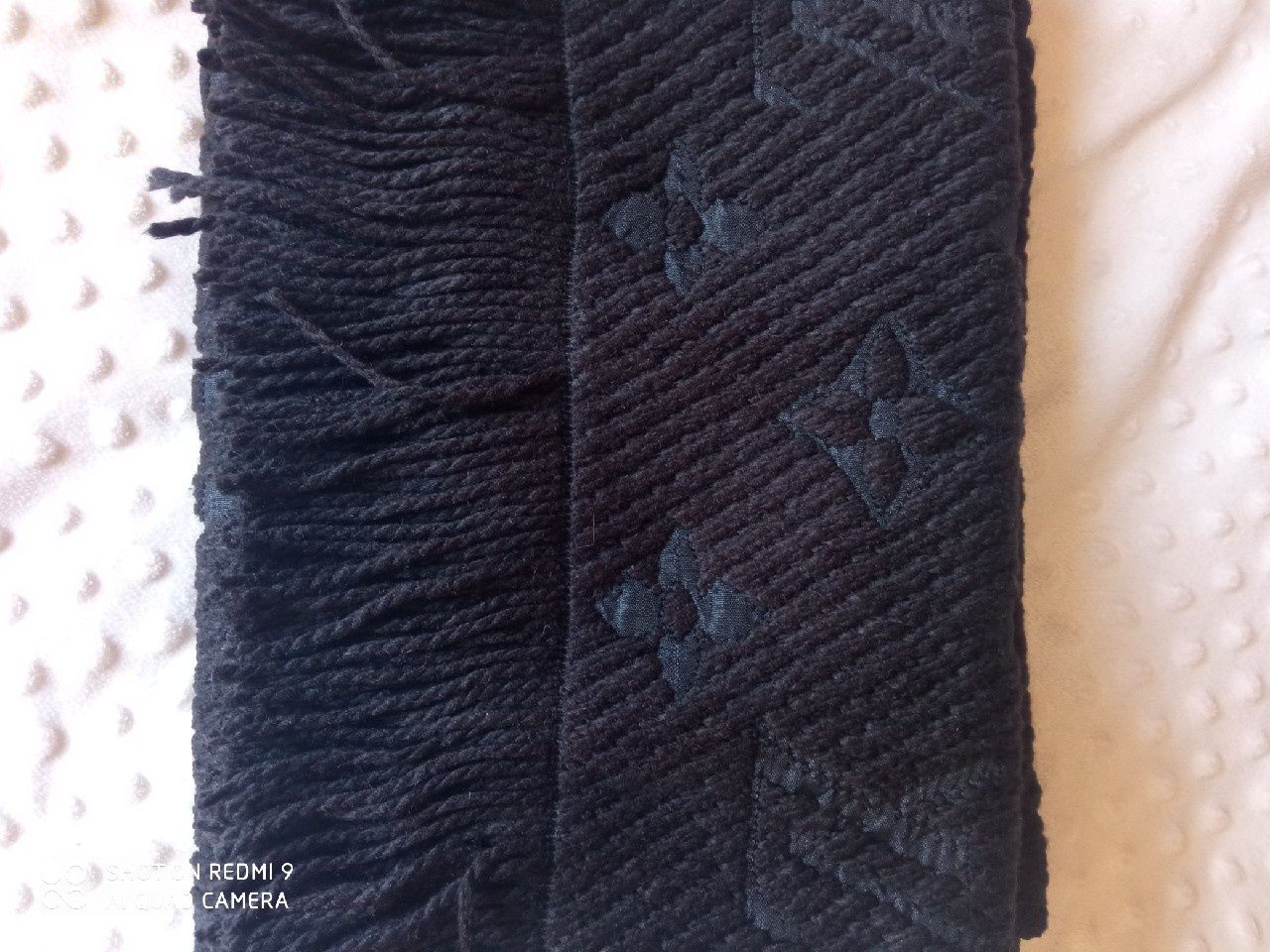 Louis Vuitton wielki szal szalik frędzle długi czarny