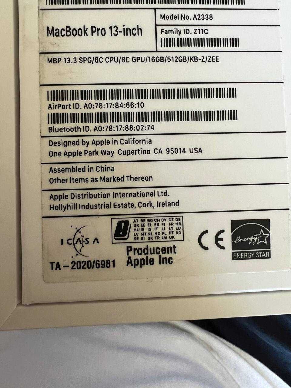 MacBook Pro 13 M1 / 2020 / 16GB RAM / 512 GB /85% bateria