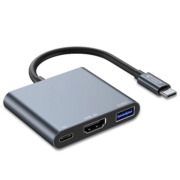 HUB Tech-Protect V1/3w1 USB-C - USB-A 3.0 / USB-C PD 100W / HDMI 4K 30