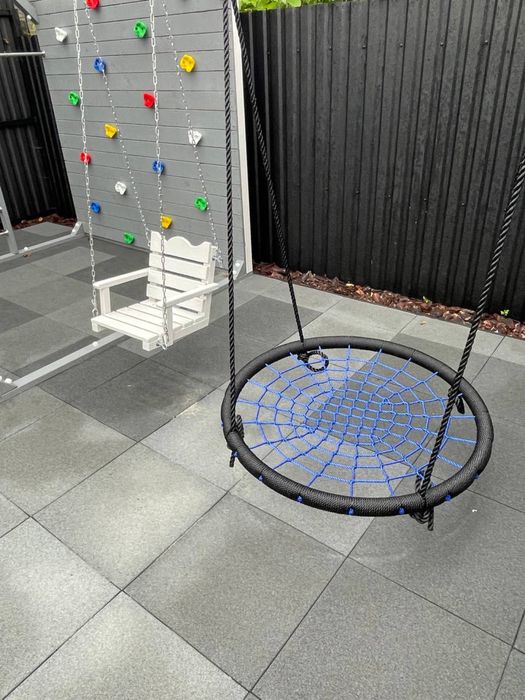 Дитячий майданчик будиночок куб гірка качелі скеледром пісочниця