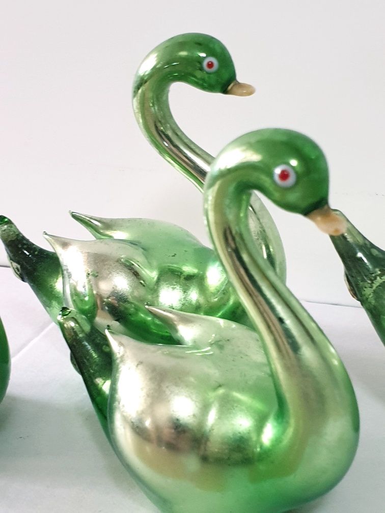 4 fantásticos raros cisnes em vidro mercúrio alemão dos anos 40