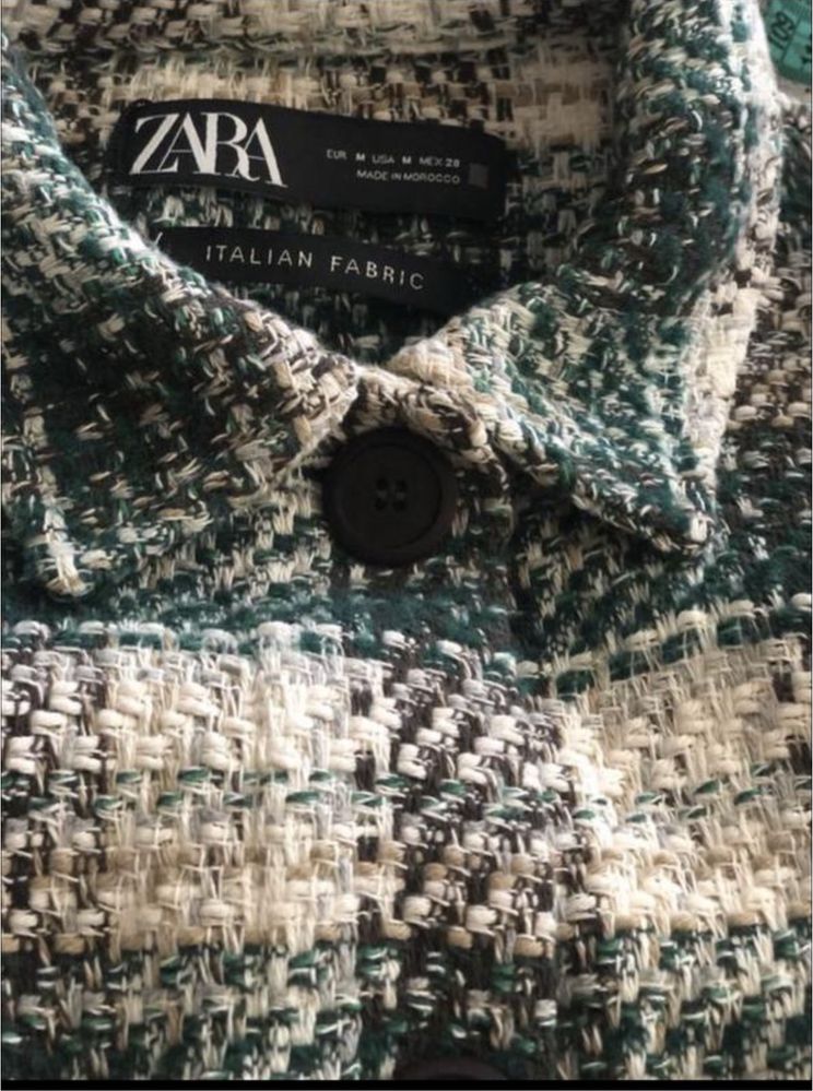 Zara верхня сорочка піджак твідова в клітинку оригінал оверсайз