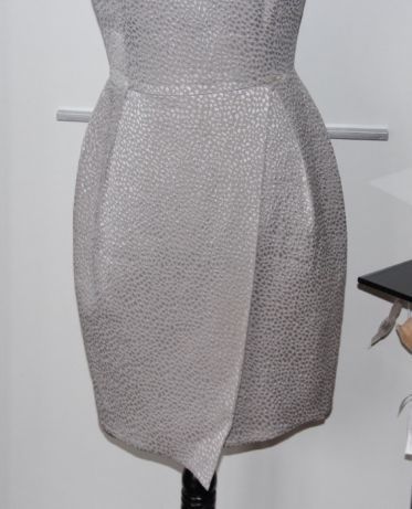 SIMPLE szara srebrna złota sukienka bezowa 34 xs 36 s slub suknia