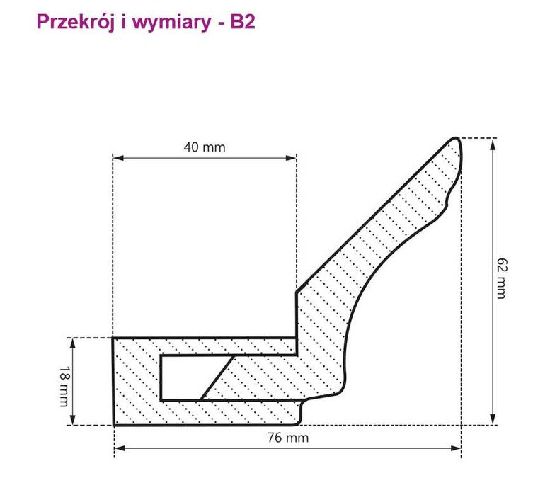 Listwa wieńcząca B2 surowa długość 280 cm + wklejona podstawka