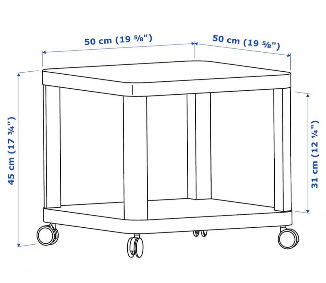 TINGBY
Стіл на колесах, сірий, білий Ікеа 50х50 см