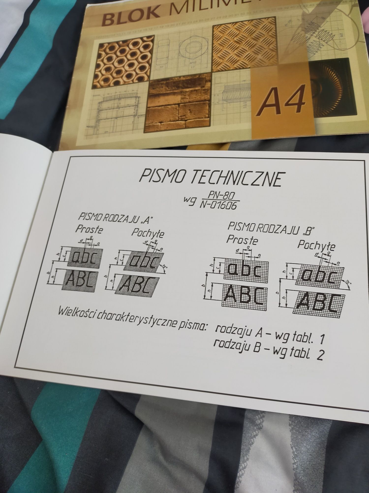 Pismo techniczne Ćwiczymy blok milimetrowy szkoła technika