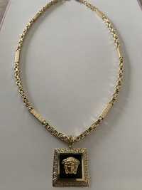 łańcuszek bizantyjski kostka ze wstawkami złoto 14k 585