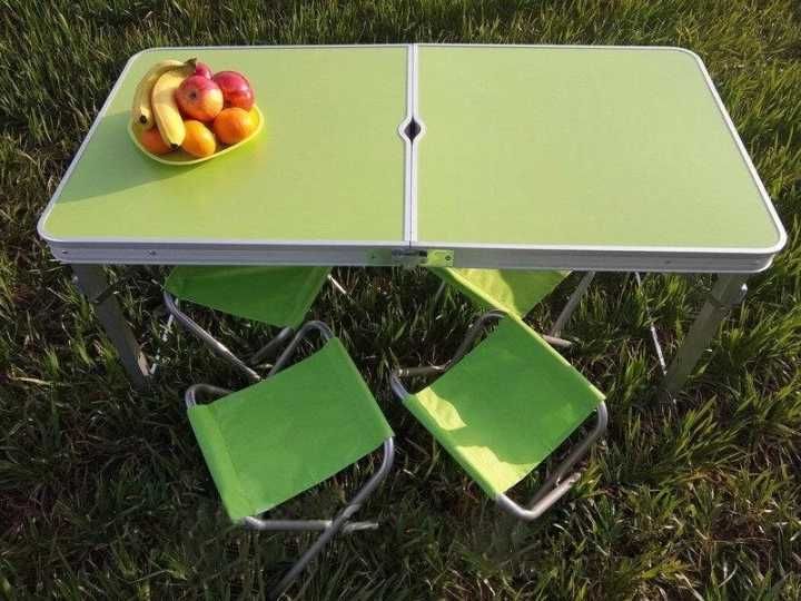 Складной туристический стол и 4 стул зеленый для пикника, есть опт