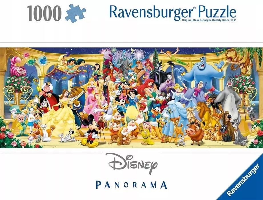 Puzzle 1000 elementów. Panorama. Postacie Disney. Ravensburger