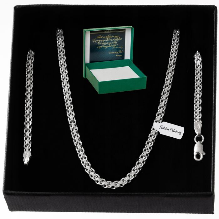 Srebrny Łańcuszek Bismark 55cm/3mm Próba 925 Prezent Dla Kobiety Żony