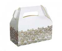 Pudełka na ciasto białe złote ornamenty 20x10x10 cm 6 szt.