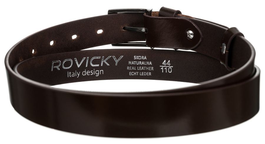 wąski pasek męski z polerowanej skóry naturalnej licowej - rovicky 95