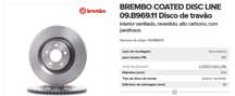 DISCOS BREMBO 330MM TRASEIRO ( Interior ventilado) NOVO!