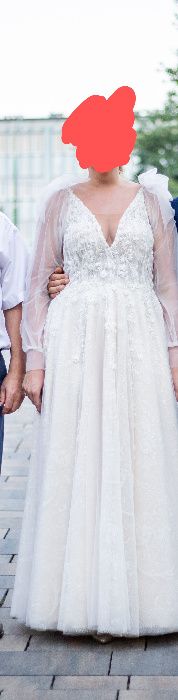 Suknia ślubna Eva Lendel model Angel, rozm.40/42 + długi welon