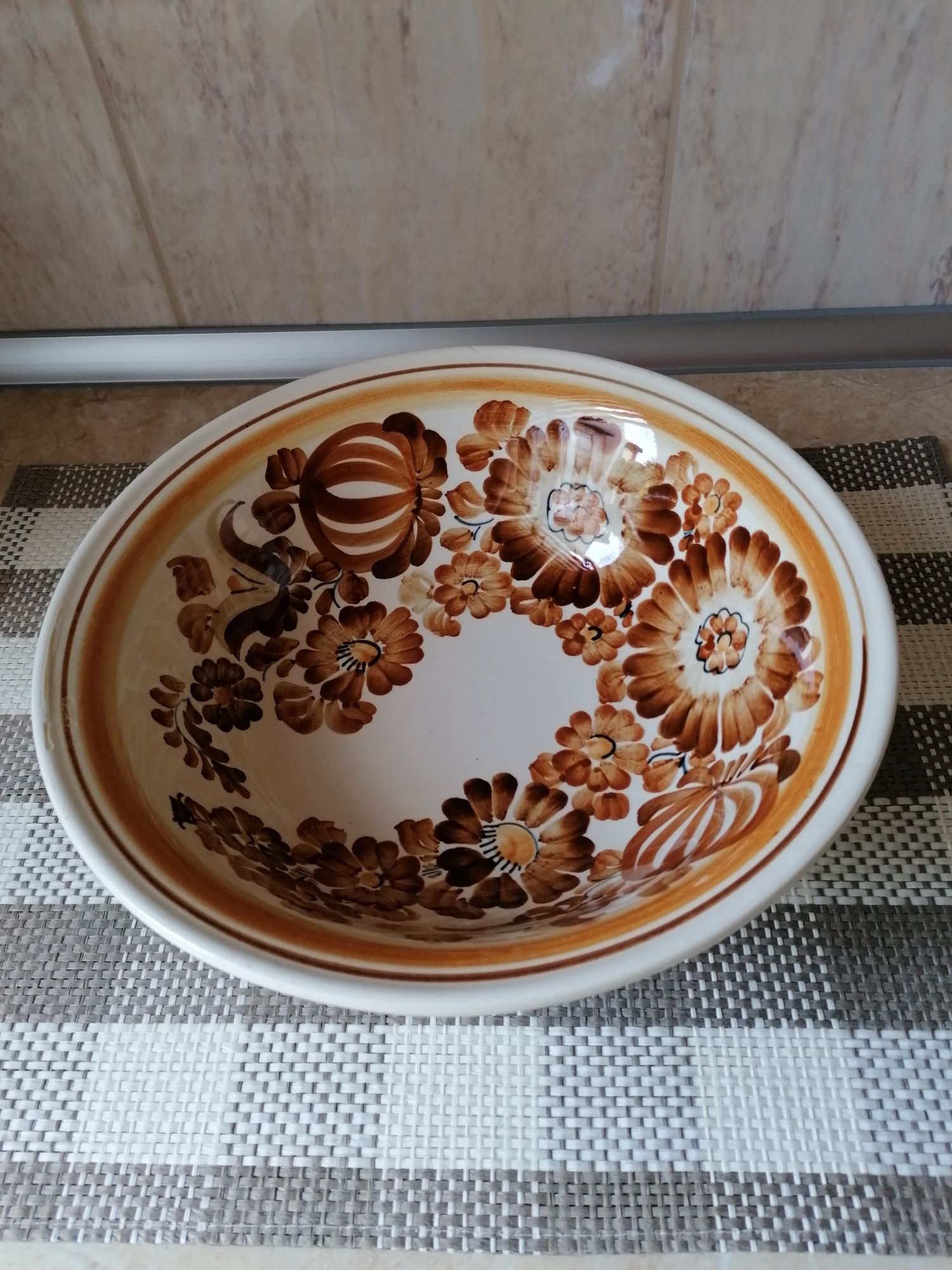 Duża miska porcelana PRL Włocławek ręcznie malowana misa
