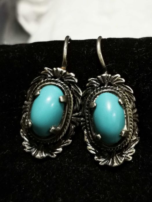 Серьги с Бирюзой 916 проба серебро