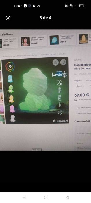 Candeeiro/coluna bluetooth