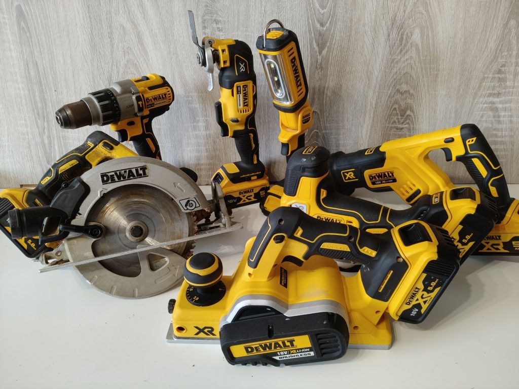 Duzy zestaw akumulatorowy Dewalt XR 7x18v pila lisica multimaster wkrę