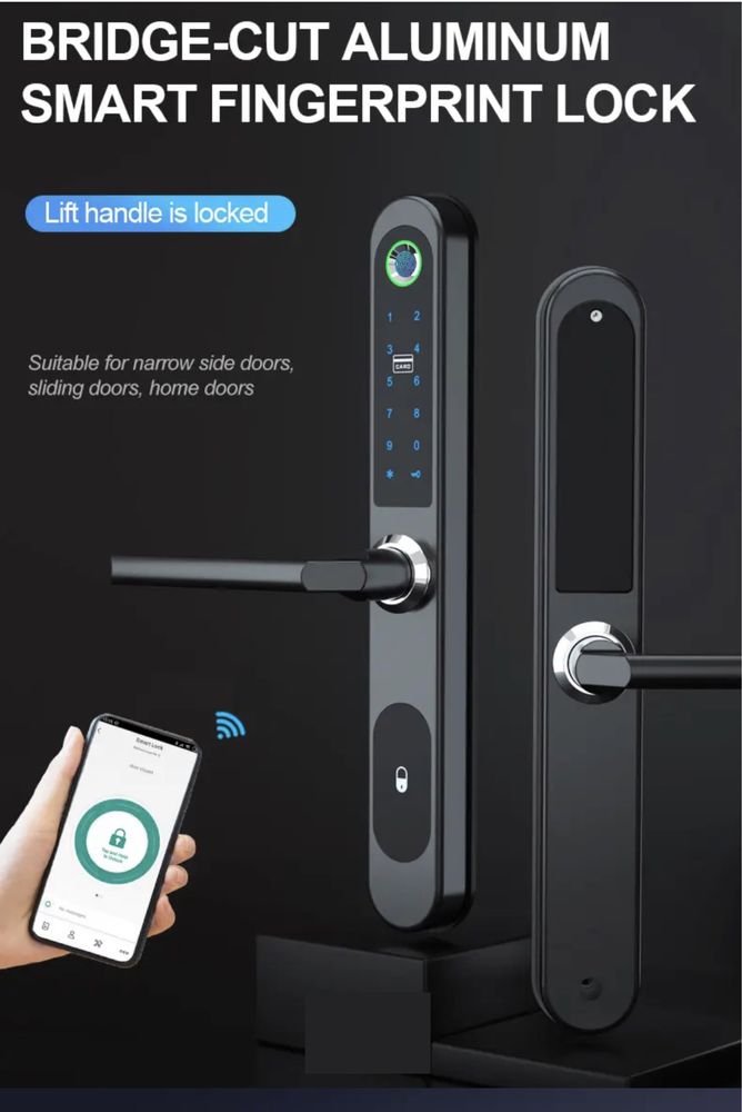 SMART TTLOCK Slim, біометричний, код, карточка, телефон