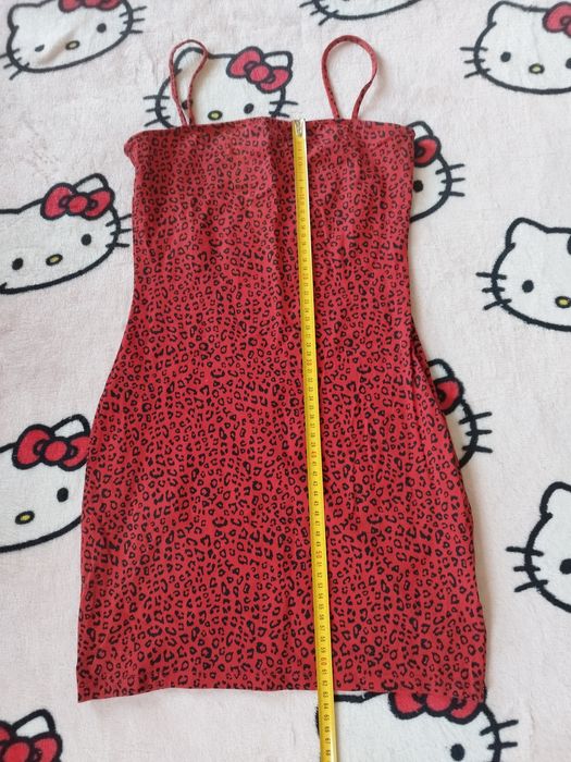 Sukienka czerwona panterka slim