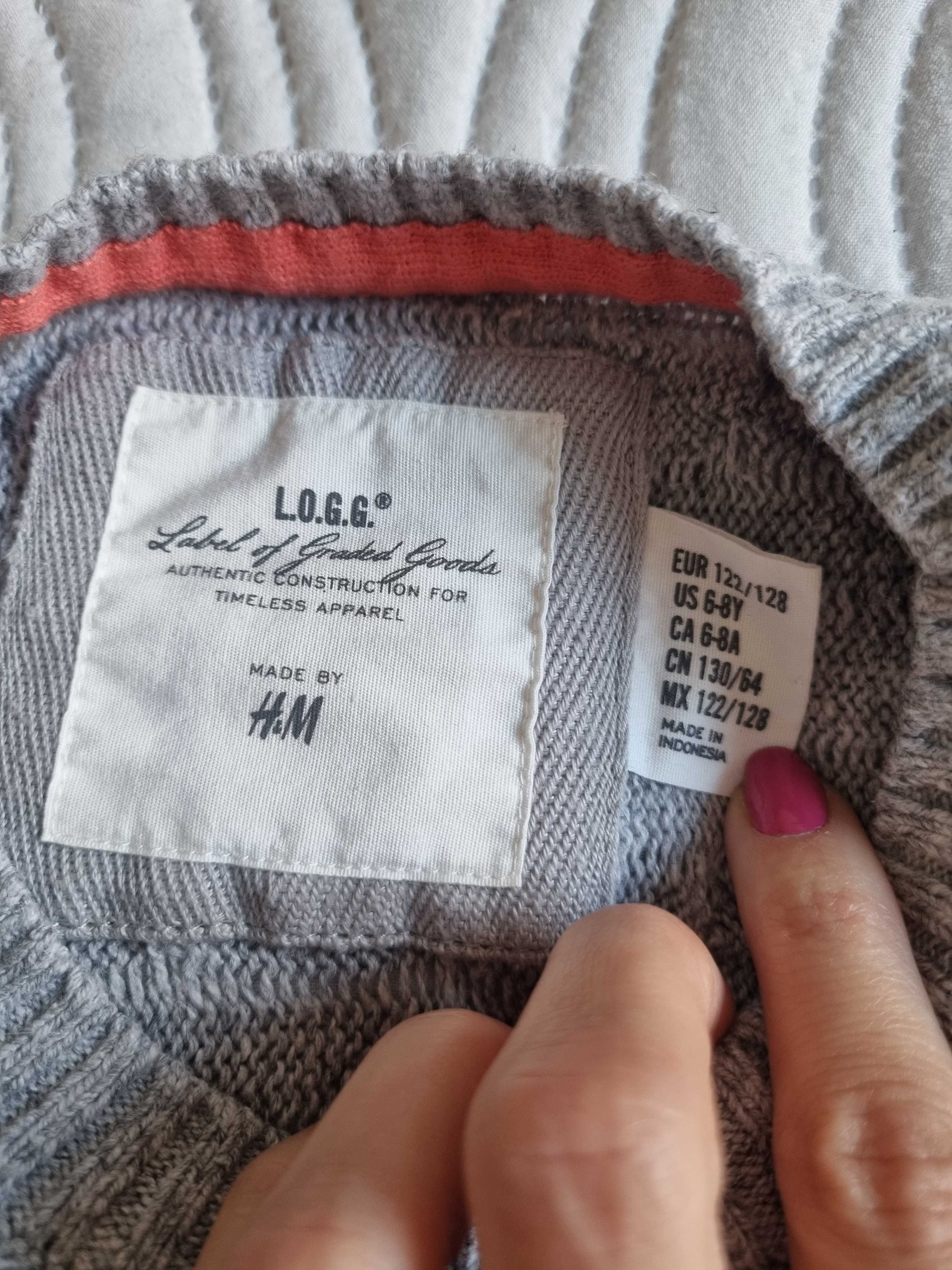 Sweter, sukienka, tunika szara, H&M, 122-128 cm